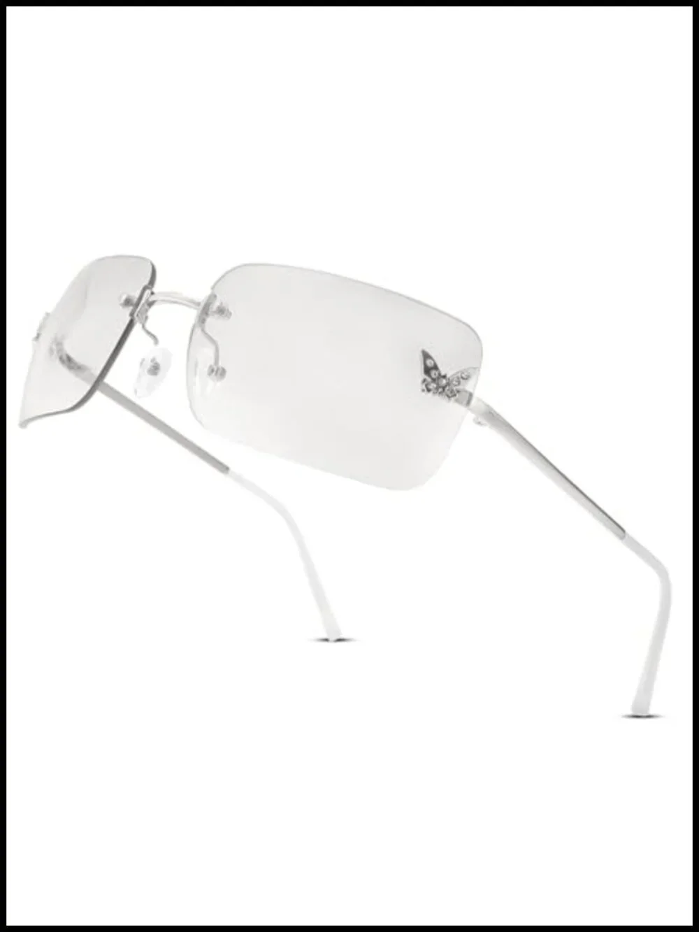 Rimless Retro Square Sunglasses with UV400 Protection for Women